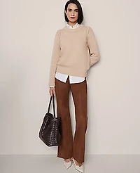 Ann Taylor The Side Zip Flare Pant Faux Suede Chocolate Mousse Women's
