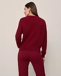Ann Taylor Petite Whipstitch Sweater Cherry Pie Women's