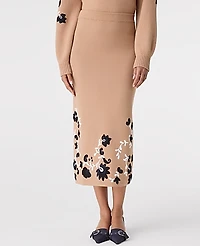Ann Taylor Floral Jacquard Sweater Skirt Cafe Au Lait Women's