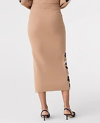 Ann Taylor Floral Jacquard Sweater Skirt Cafe Au Lait Women's