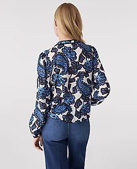 Ann Taylor Paisley Bobble Trim Blouse Night Sky Women's
