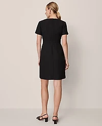 Ann Taylor Petite Tweed Split Neck Sheath Dress Size 00 Black Women's