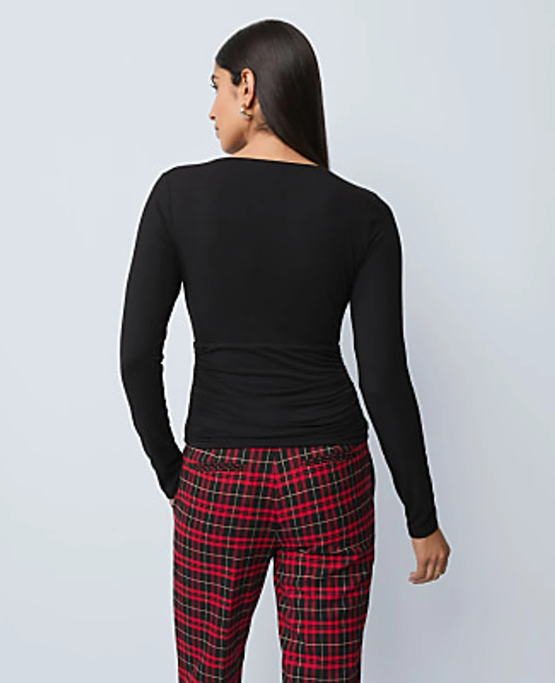 Ann Taylor Gathered V-Neck Top Women's