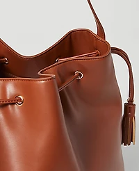 Ann Taylor Weekend Drawstring Bucket Bag Brown Toffee Women's
