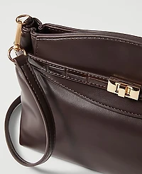 Ann Taylor Croco Small Belted Clutch Handbag Dark Chocolate Women's