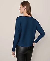 Ann Taylor Petite Ribbed Boatneck Sweater Size 2XS Moonlit Backdrop Women's