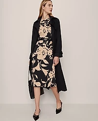 Ann Taylor Floral Twist Neck Midi Sheath Dress Cafe Au Lait Women's