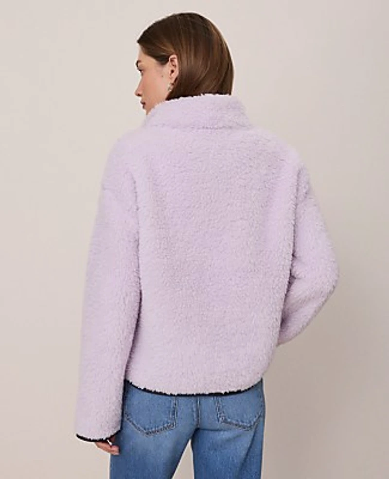 Ann Taylor Weekend Half-Zip Sherpa Pullover Women's