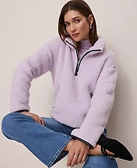 Ann Taylor Weekend Half-Zip Sherpa Pullover Women's