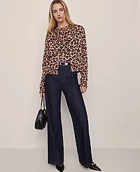 Ann Taylor Animal Print Jacquard Sweater Shell Top Size XS Almond Croissant Women's