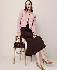 Ann Taylor Petite Crew Neck Jacket Size 00 Pale Mauve Women's