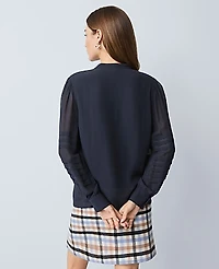 Ann Taylor Weekend Collection Pintucked Button Down Shirt Size Small Night Sky Women's