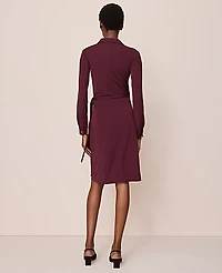 Ann Taylor Petite Collared Knit Wrap Dress Size 10 Poised Plum Women's