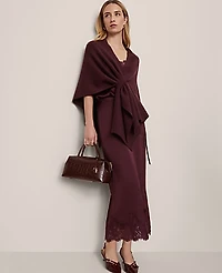 Ann Taylor Petite Satin Lace Hem Wrap Skirt Women's