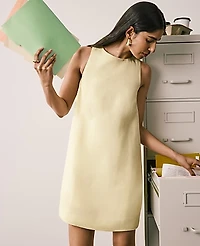 Ann Taylor Shift Dress Linen Blend Yellow Buttercream Women's