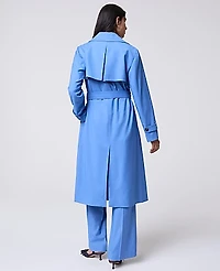 Ann Taylor The Long Trench Coat Bluebird Melange Women's