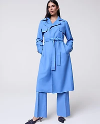 Ann Taylor The Long Trench Coat Bluebird Melange Women's