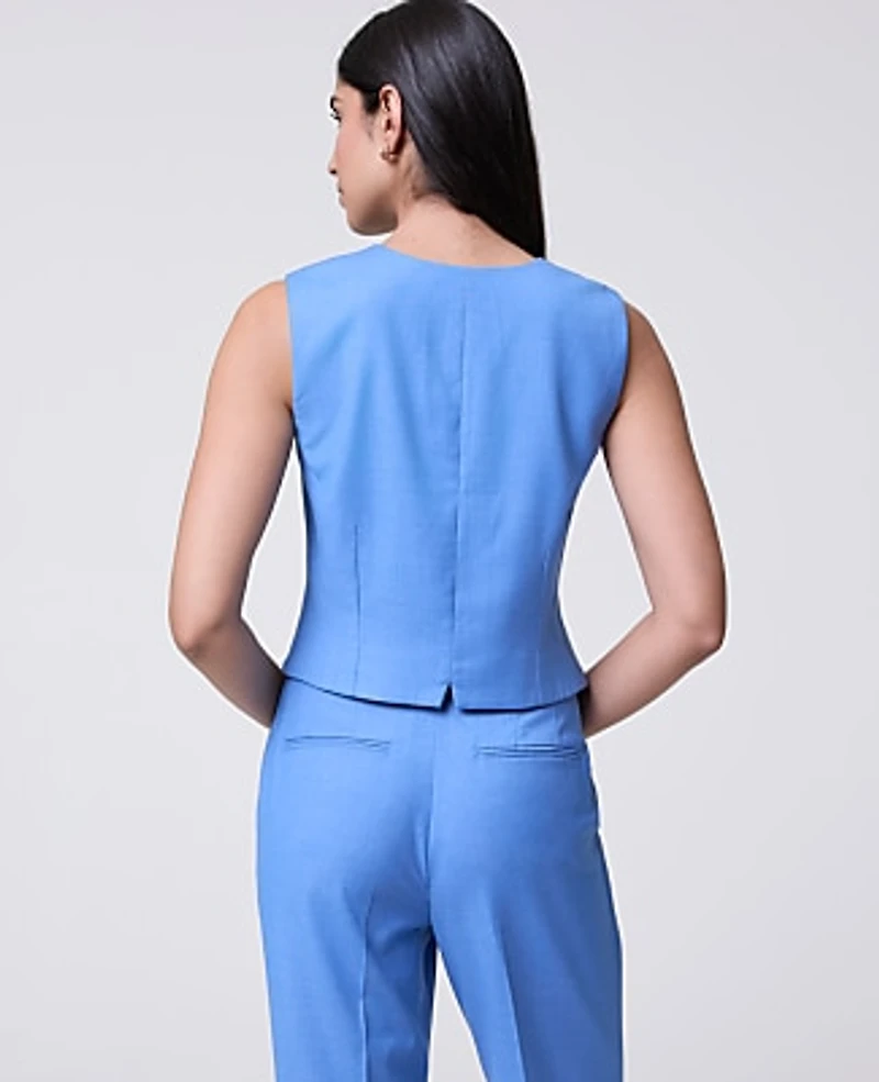 Ann Taylor The Tailored Vest Luxe Twill Bluebird Melange Women's