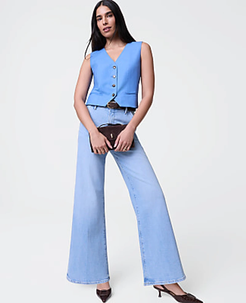 Ann Taylor The Tailored Vest Luxe Twill Bluebird Melange Women's
