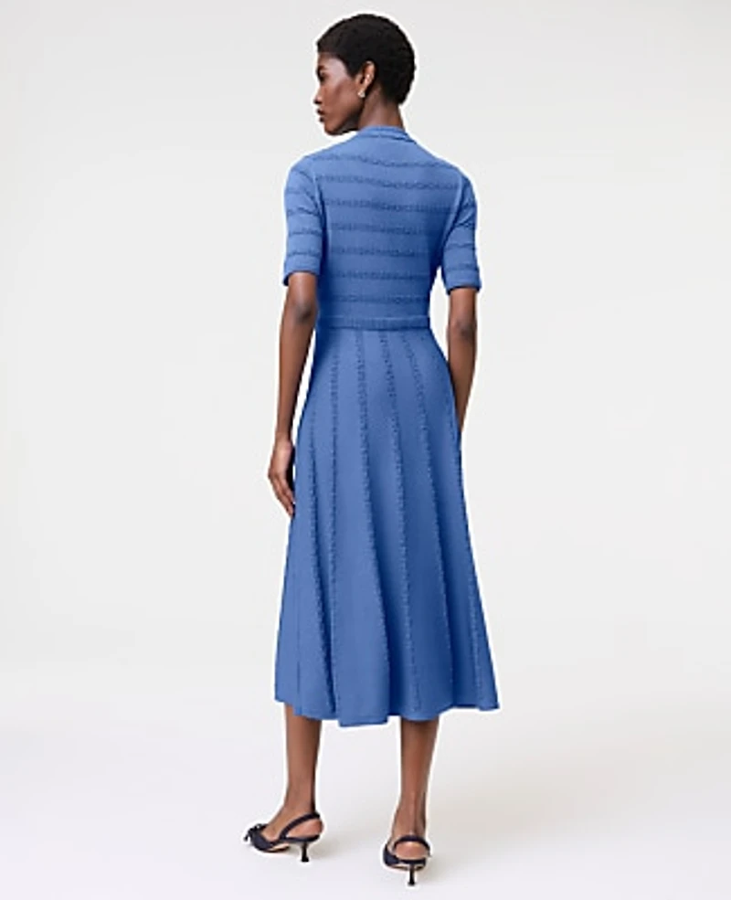 Ann Taylor Pointelle Mock Neck Sweater Dress Electric Periwinkle Women's