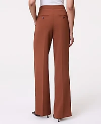 Ann Taylor The Petite Side Zip Wide-Leg Pant in Textured Crepe Size 6 Tortoise Shell Brown Women's