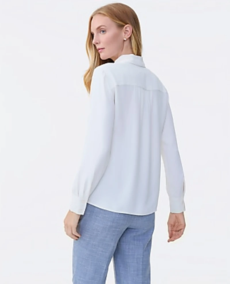 Ann Taylor Bow Blouse Winter White Women's