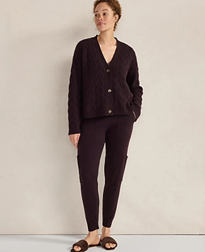 Ann Taylor Haven Well Within Cashmere Cargo Joggers Holiday Cranberry Women's