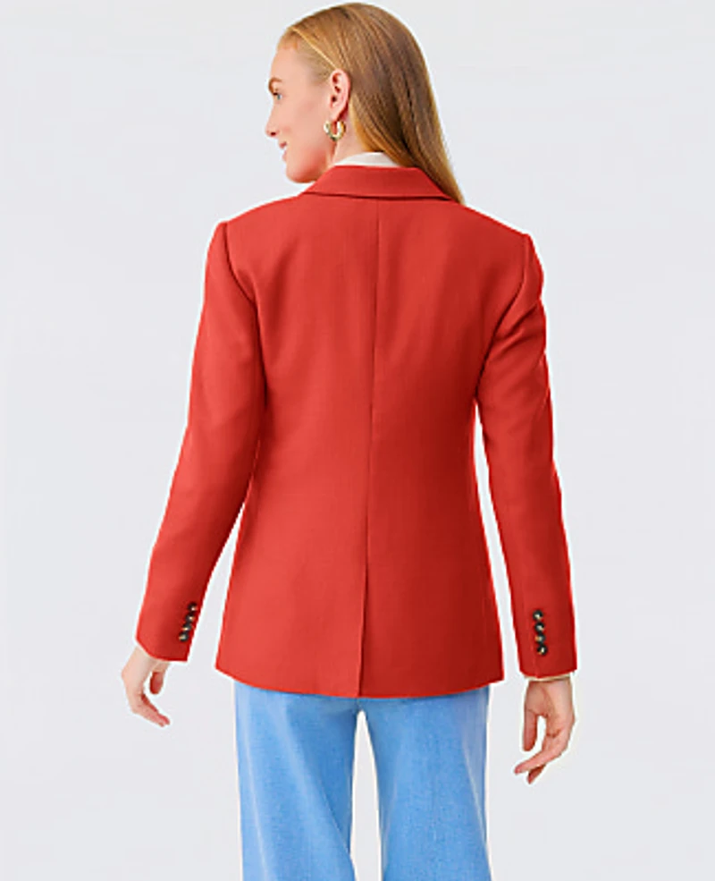 Ann Taylor The Petite Greenwich Blazer in Basketweave Size 2 Fiery Sunset Women's