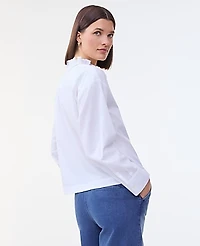 Ann Taylor Ruffle Button Down Shirt White Women's
