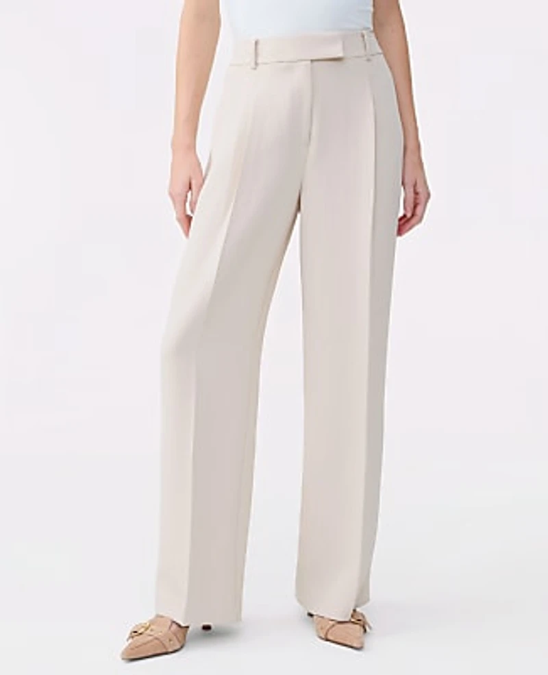 Ann Taylor The Pleated Straight Pant Textured Crepe Women's
