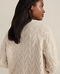 Ann Taylor Haven Well Within Cashmere Cable Cardigan White Sand Melange Women's