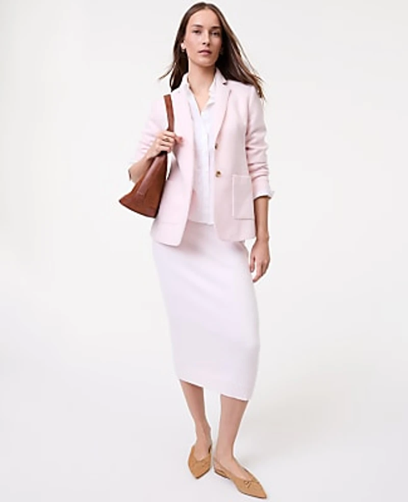 Ann Taylor Weekend Greenwich Blazer Brushed Knit Blush Haze Women's
