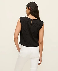 Ann Taylor Petite Eyelet Cropped Top Black Women's