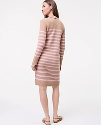 Ann Taylor Petite Weekend Collection Striped Sweater Shift Dress Camel Multi Women's