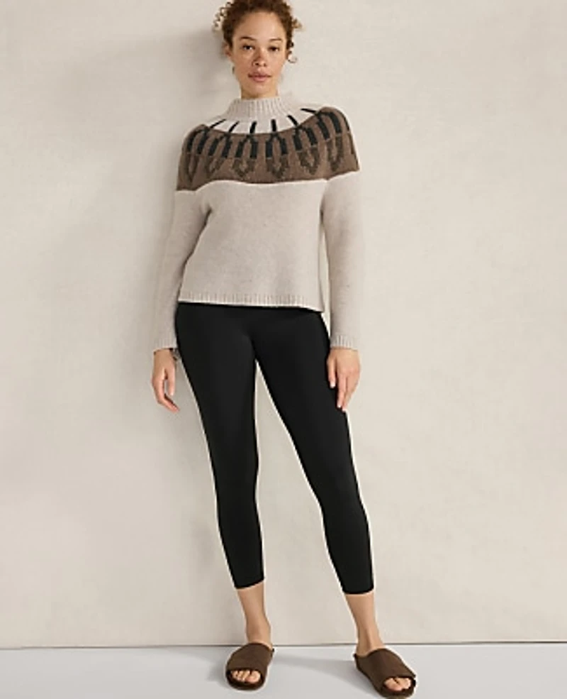 Ann Taylor Haven Well Within Cashmere Fairisle Mock Neck Sweater Sandy Neutral Women's