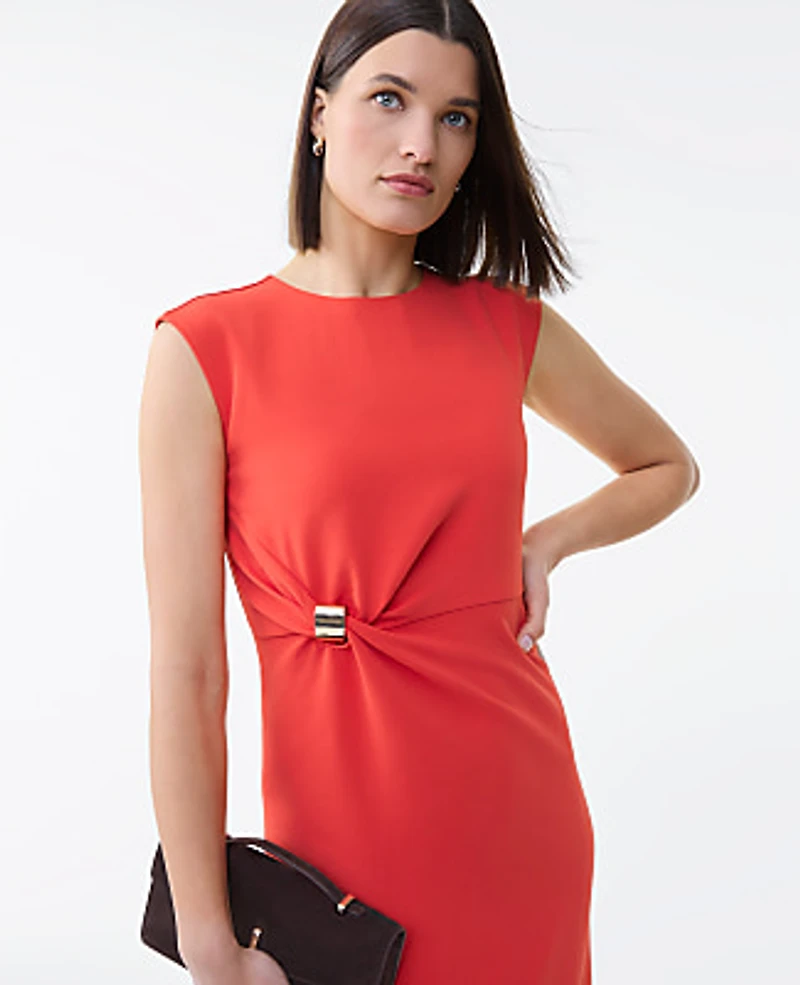Ann Taylor Petite Crew Neck Twist Sheath Dress Women's