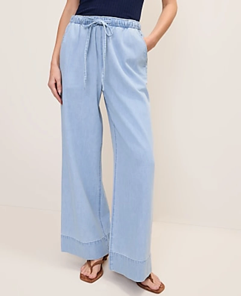 Ann Taylor The Relaxed Wide-Leg Jean Azure Light Wash Women's