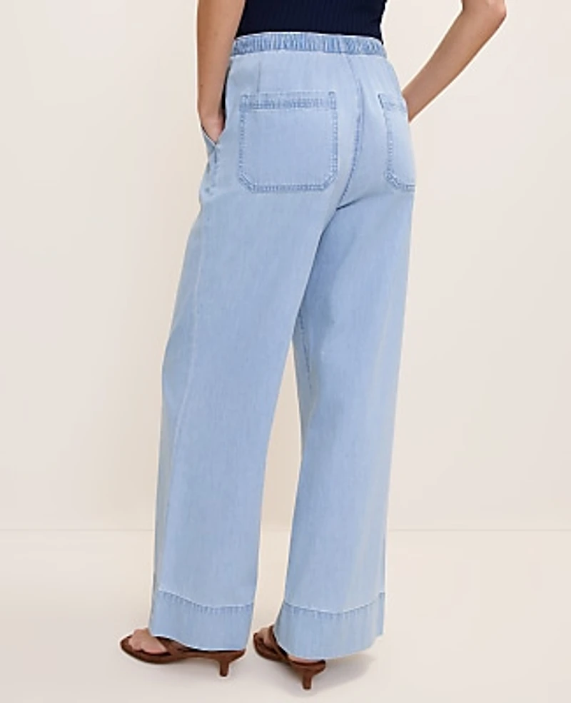Ann Taylor The Relaxed Wide-Leg Jean Azure Light Wash Women's