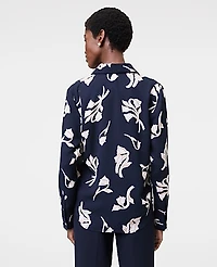 Ann Taylor Floral Button Down Shirt Size Medium Night Sky Women's