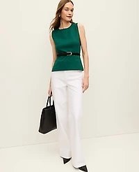 Ann Taylor The Petite Crew Neck Peplum Top Ponte Shade Tree Women's