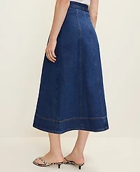 Ann Taylor Buttoned Denim Midi Skirt Effie Wash Women's
