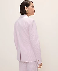 Ann Taylor The Single Button Blazer in Seersucker Size 2 Pink/White Combo Women's