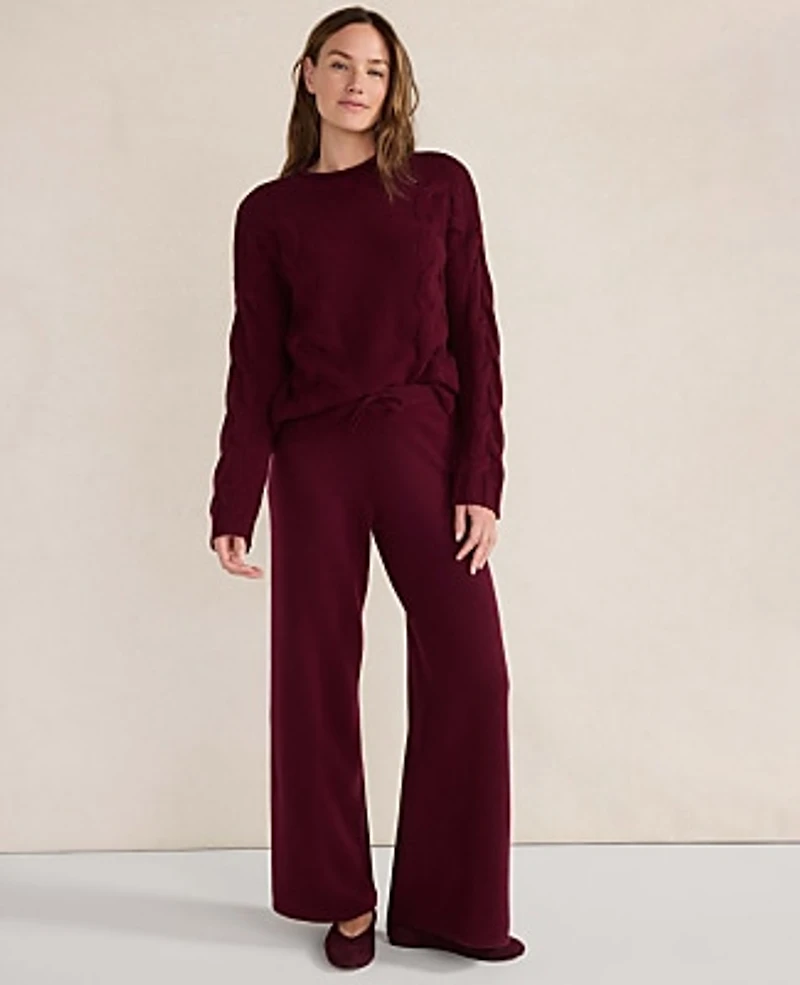 Ann Taylor Haven Well Within Cashmere Cable Roll Neck Sweater Intense Burgundy Women's