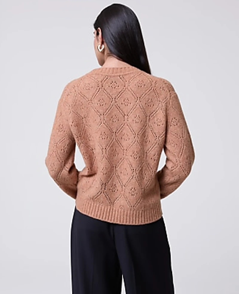 Ann Taylor Petite Pointelle Crew Neck Sweater Women's
