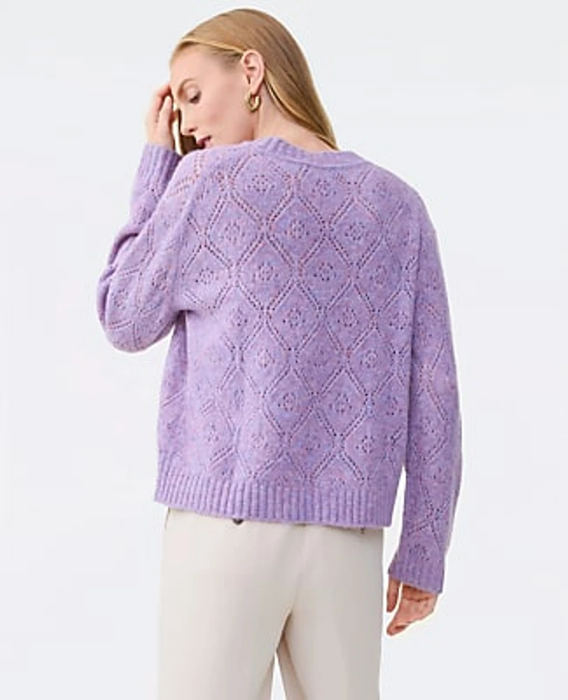 Ann Taylor Petite Pointelle Crew Neck Sweater Women's