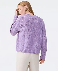 Ann Taylor Petite Pointelle Crew Neck Sweater Women's