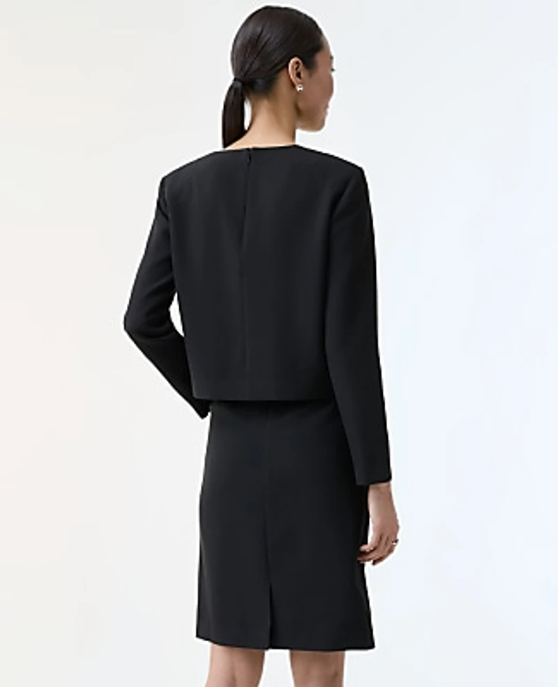 Ann Taylor The Petite Crew Neck Top Fluid Crepe Women's