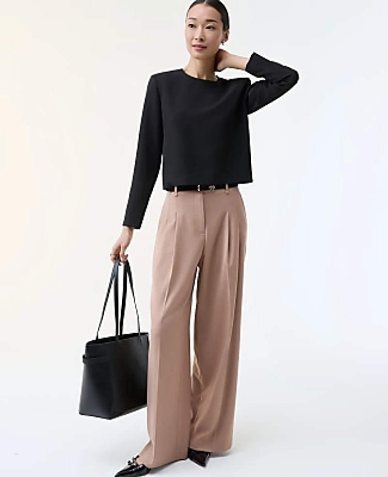 Ann Taylor The Petite Crew Neck Top Fluid Crepe Women's