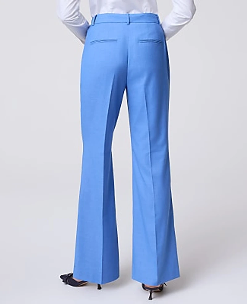 Ann Taylor The Petite Flare Trouser Luxe Twill Bluebird Melange Women's