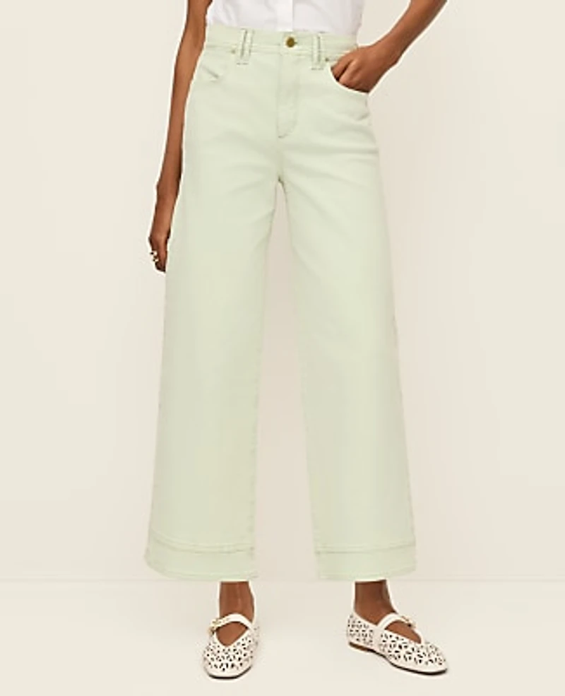 Ann Taylor The Petite Wide-Leg Crop Jean Pale Aqua Women's